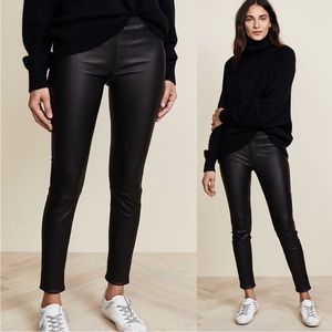 Helmut Lang Black lamb skin leather pull on pants